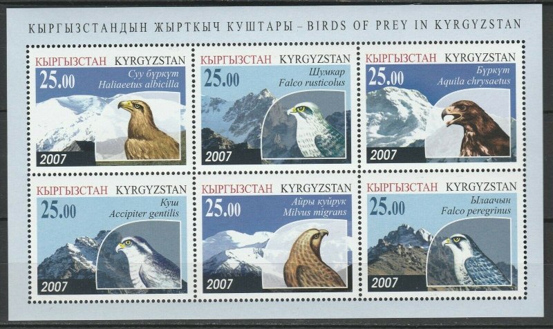 Kyrgyzstan 2007 Birds Eagles MNH Block