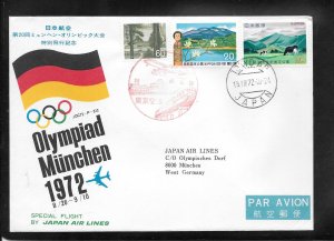 JAPAN #1116 on JAPAN AIR LINES TOKYO / MUNCHEN 1972 FIRST FLIGHT COVER (my907)