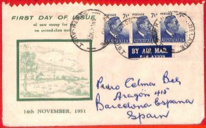 aa3736  - AUSTRALIA - POSTAL HISTORY - FDC Cover to SPAIN  1951   Royalty