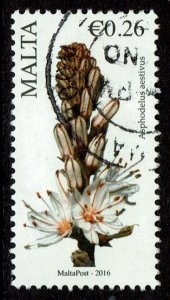 Malta #1555  Used - Flowers Asphodelus aestivus (2016)