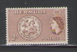 Bermuda Sc 158 1953 2/ QE II coin stamp mint