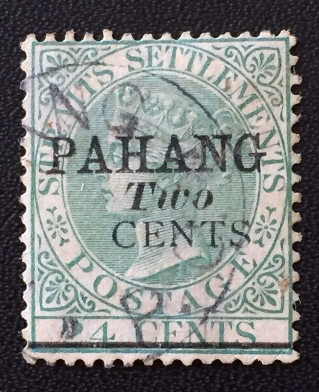 Malaya 1891 PAHANG opt SS QV 2c on 24c Used SG#7 M4097 