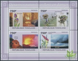 Togo 2011 MNH Environment Stamps Flowers Flora in Danger Natural Disasters 4v MS