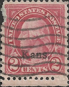 # 660 Used FAULT Carmine George Washington Kansas Overprint