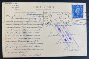 1944 London England RPPC Postcard Cover To Somme France Bathing Pool & Front