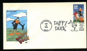 US 3306a Daffy Duck Issue - Looney Tunes single UA House of Farnam  cachet FDC