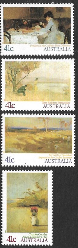 AUSTRALIA 1989 Impressionist Paintings Set Sc 1146-1149 MNH