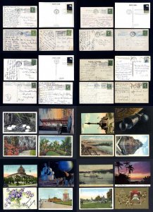 Lot of 16 used Picture Post Cards from various States and locations - Lot # 4