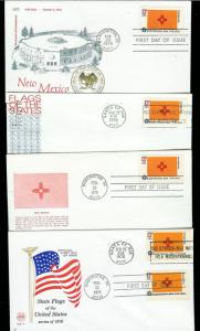 New Mexico Statehood Collection 14 Diff Flag FDCs Including Better Cachets! 1976