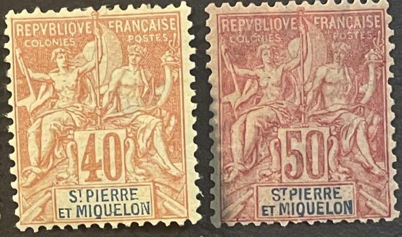 ST.PIERRE & MIQUELON # 60-78-MINT/HINGED & USED---COMPLETE SET----1892-08