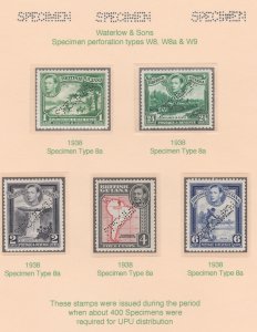 Br GUIANA  1938 KG6 SPECIMEN   set of 12 complete