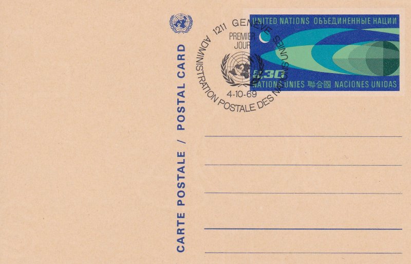 United Nations - Geneva # UX2, Postal Card, First Day Cancel