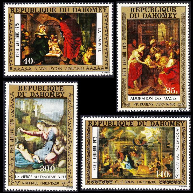 Dahomey Christmas Paintings 4v issue 1975 SG#599-602 MI#646-649