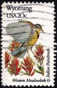 SC#2002A 20¢ State Birds & Flowers: Wyoming; Perf 11¼ x 11 (1982) Used