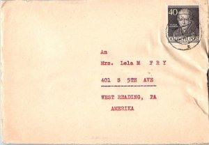 Germany Berlin 40pf Humboldt 1955 to West Reading, Penn.  Opened a bit roughl...