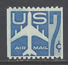 U.S.#C52 Silhouette of Jet Airliner 7c Coil Single, MNH. 'F'