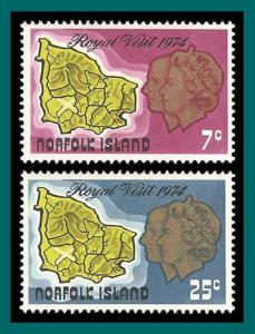 Norfolk Island 1974 Royal Visit, MLH #172-173,SG149-SG150