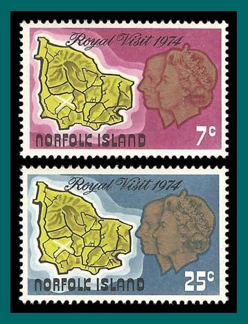 Norfolk Island 1974 Royal Visit, MLH #172-173,SG149-SG150