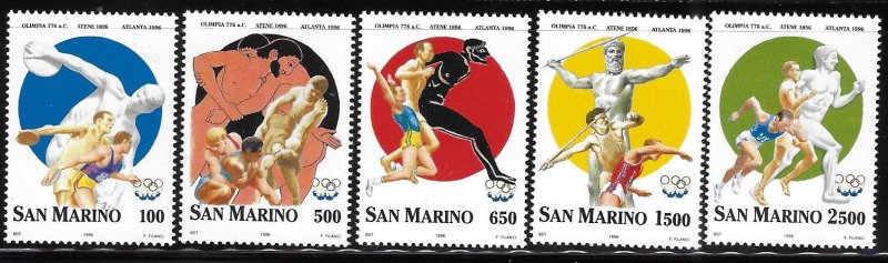 San Marino 1996 Summer Olympics Atlanta Sc 1344-1348 MNH A1449