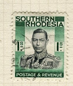 RHODESIA; 1938 early GVI portrait issue fine used 1s. value