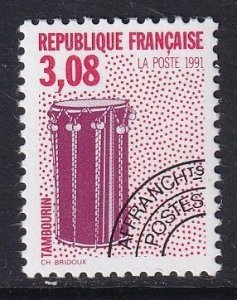 France  #2278   MNH 1992  musical instruments precancelled  3.08fr tambourin