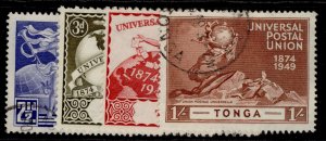 TONGA GVI SG88-91, anniversary of UPU set, FINE USED.