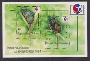 Papua New Guinea # 845, Tree Kangaroos, Souvenir Sheet, NH, 1/2 Cat.