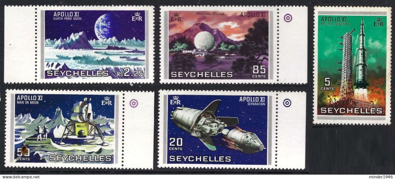 SEYCHELLES 1969 QEII, Multicoloured, First Man on the Moon Set SG257/61 MNH