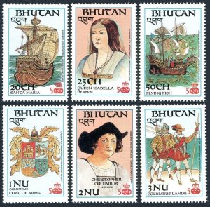 Bhutan 584-589,MNH.1987.Discovery of America-500 in 1992.Columbus.Queen Isabella
