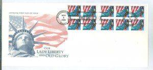 US 3985c/3985d 2006 39c Lady Liberty and the US flag - pane of four + pane of six on an oversized cacheted unaddressed FDC