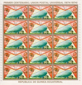 Equatorial Guinea 1974 Mi#382/388 UPU CENT. 7 Mini-Sheetlets PERFORATED MNH