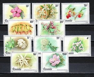 Rwanda, Scott cat. 1009-1018. Various Flowers issue. ^