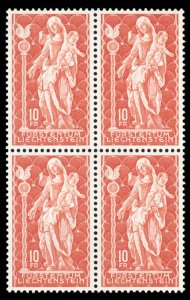 Liechtenstein #395 Cat$28+, 1965 Madonna, block of four, never hinged