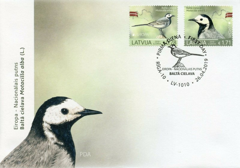 Latvia 2019 FDC Birds Europa White Wagtail 2v Set Cover Wagtails Stamps 