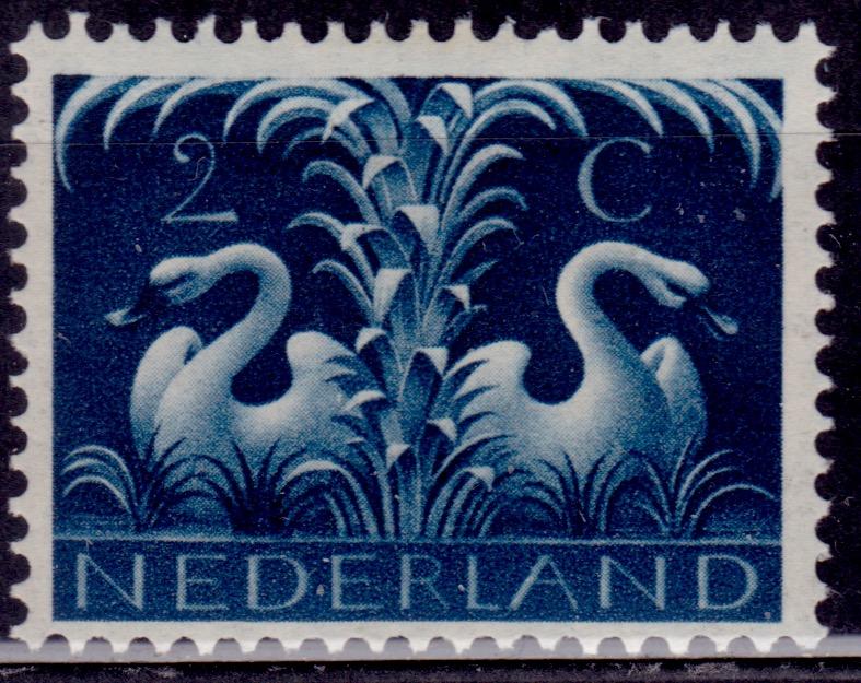 Netherlands, 1943-44, Swans, 2c, sc#247, MH