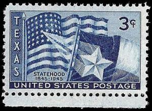 # 938 MINT NEVER HINGED TEXAS STATEHOOD 100TH ANNIV.