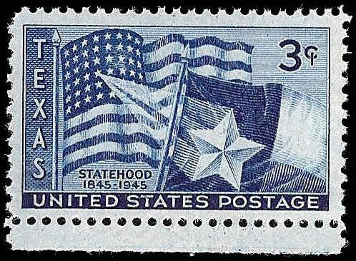 # 938 MINT NEVER HINGED TEXAS STATEHOOD 100TH ANNIV.