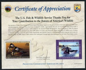 UNITED STATES  2005 DUCK APPRECIATION SOUVENIR CARD MINT NH