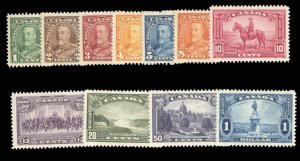 Canada #217-227 Cat$119.50, 1935 1c-$1, complete set, lightly hinged