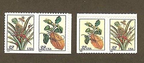 US Scott # 3126, 3127, 3128, & 3129 /1997 Set of Pairs Merian Botanical