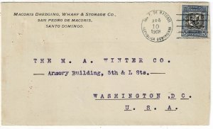 Dominican Republic 1908 San Pedro de Macoris cancel on cover to the U.S.