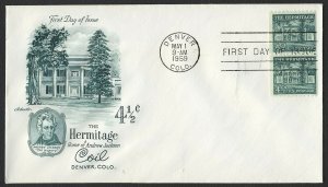 #1059 4 1/2c The Hermitage-Pair, Artmaster-Addressed FDC **ANY 5=FREE SHIPPING**