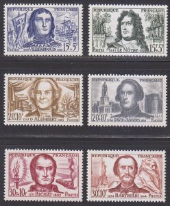 France 1959 Famous Persons, David d'Angers etc (6v Cpt) V Fine MNH CV$13