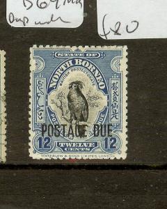 NORTH BORNEO (P2907B)   12C BIRD  SGD64    POSTAGE DUE     MOG