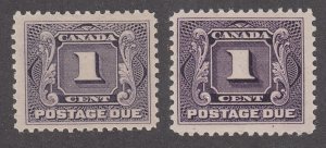 Canada B.O.B. J1, J1c Mint Postage Due Stamps