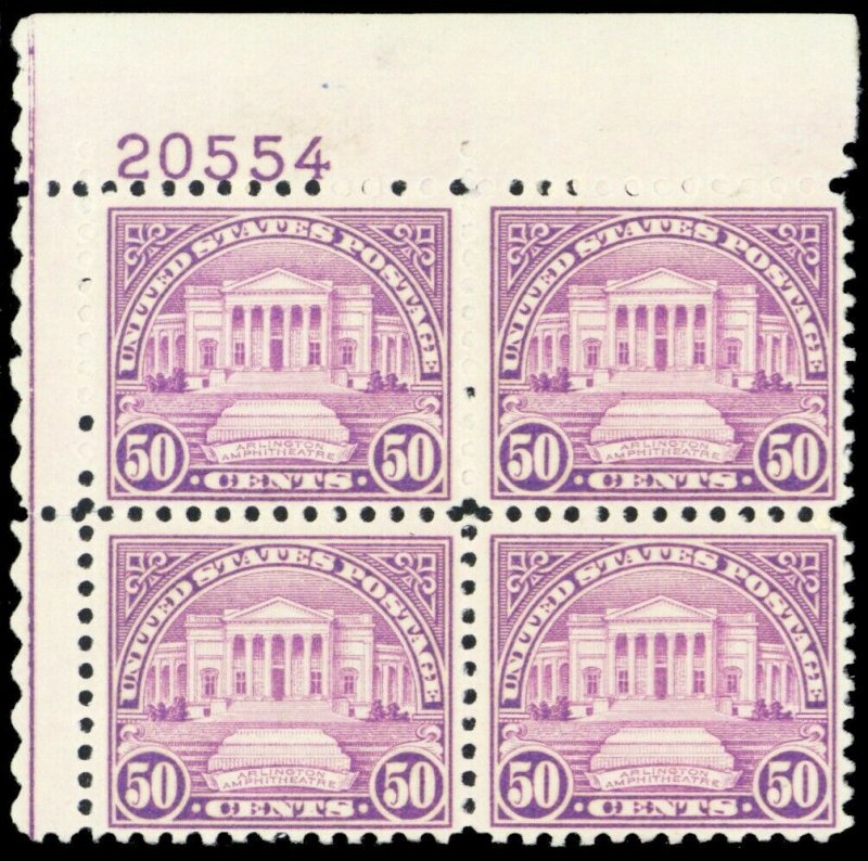 701, Mint NH F/VF 50¢ Plate Block of Four CV $230. - Stuart Katz