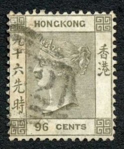 Hong Kong SG19 96c Brownish Grey wmk Crown CC Cat 75 pounds