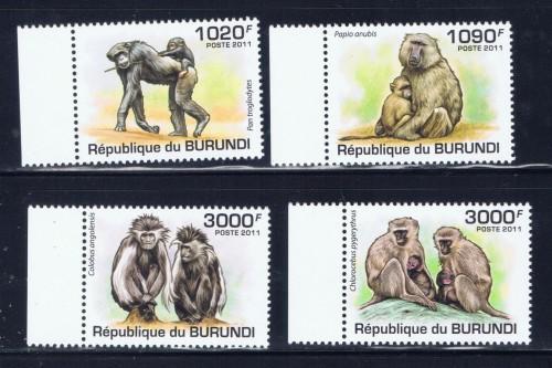 Burundi 827-30 NH 2011 Primates 