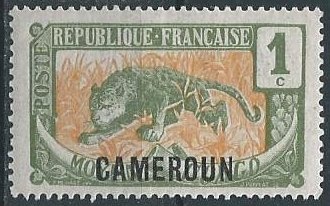 Cameroun 147 (mh) 1c leopard, ol grn & org (1921)