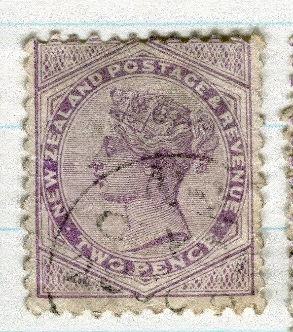 NEW ZEALAND;  1882-1900 QV side facer fine used 2d. value, Perf 12 x 11.5